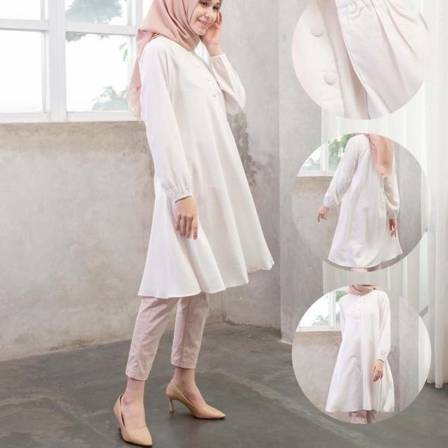 baju Tunik Remaja polos putih Long Tunik Tunik Rayon Fathin basic - mocca, M