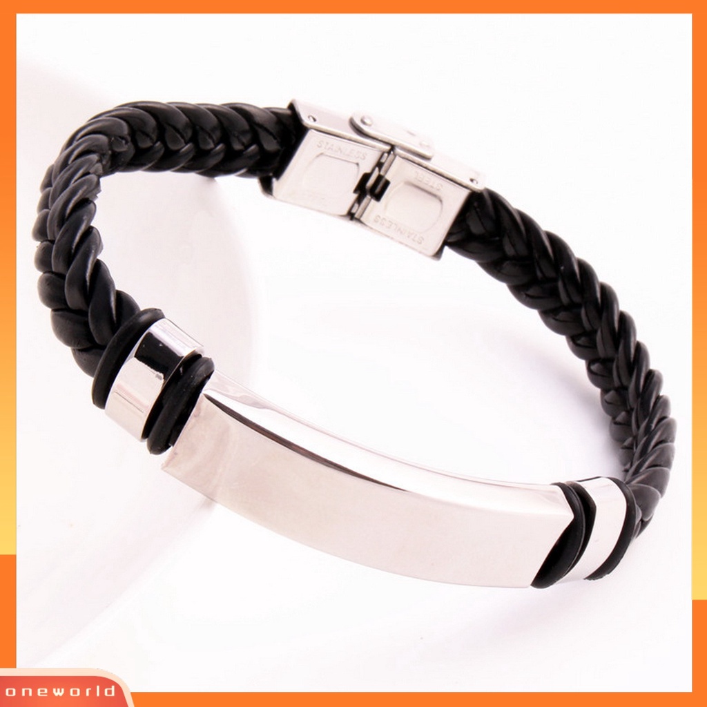 Gelang Kepang Bahan Kulit Imitasi Dengan Buckle Adjustable Untuk Pria
