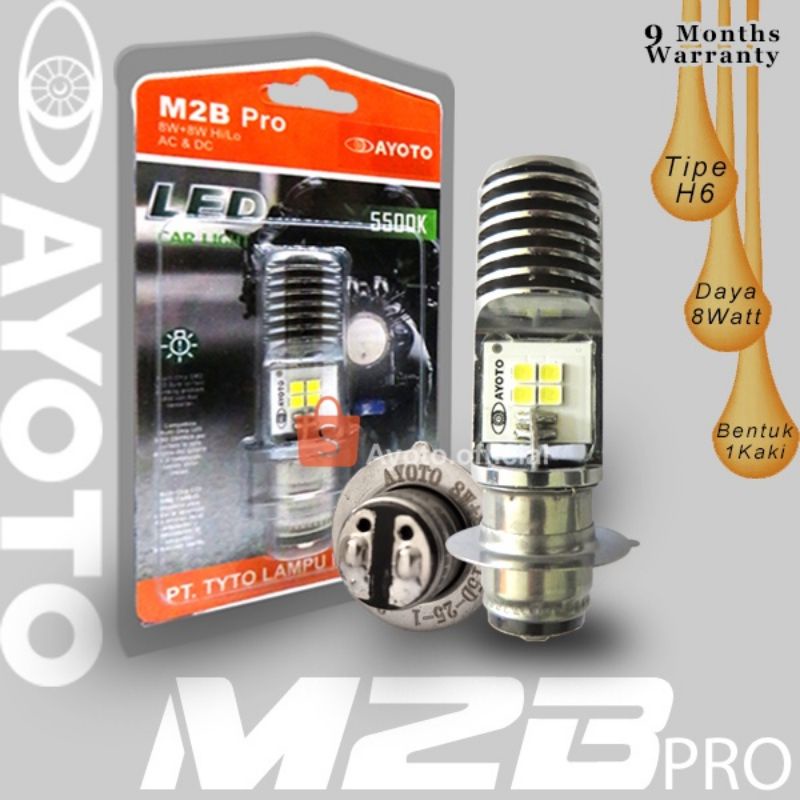 AYOTO H6 M2B PRO 8w+8w HiLo AC/DC Lampu depan LED