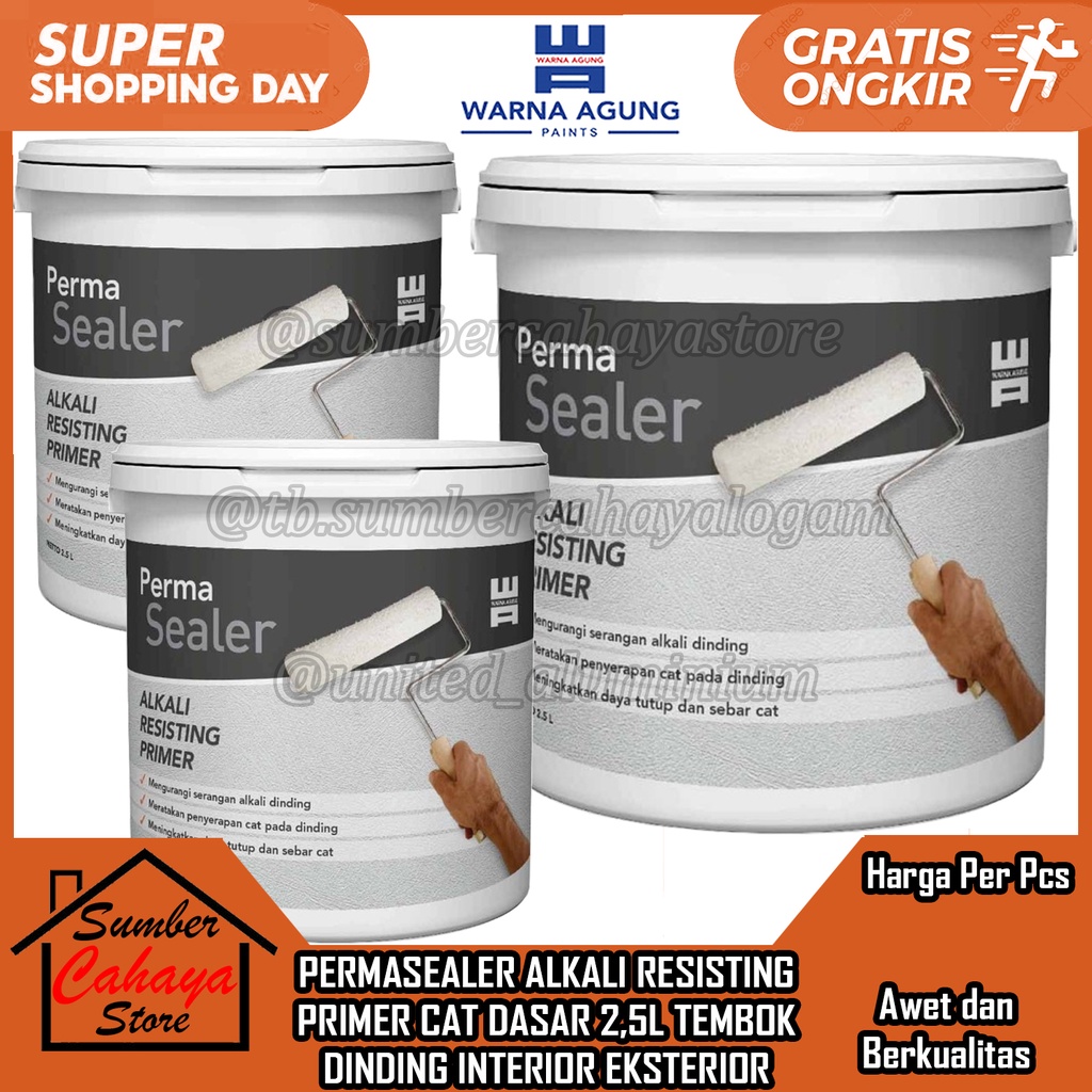 CAT DASAR PERMASEALER ALKALI RESISTING PRIMER 2,5 LITER PERMA SEALER INTERIOR EKSTERIOR EXTERIOR PUT