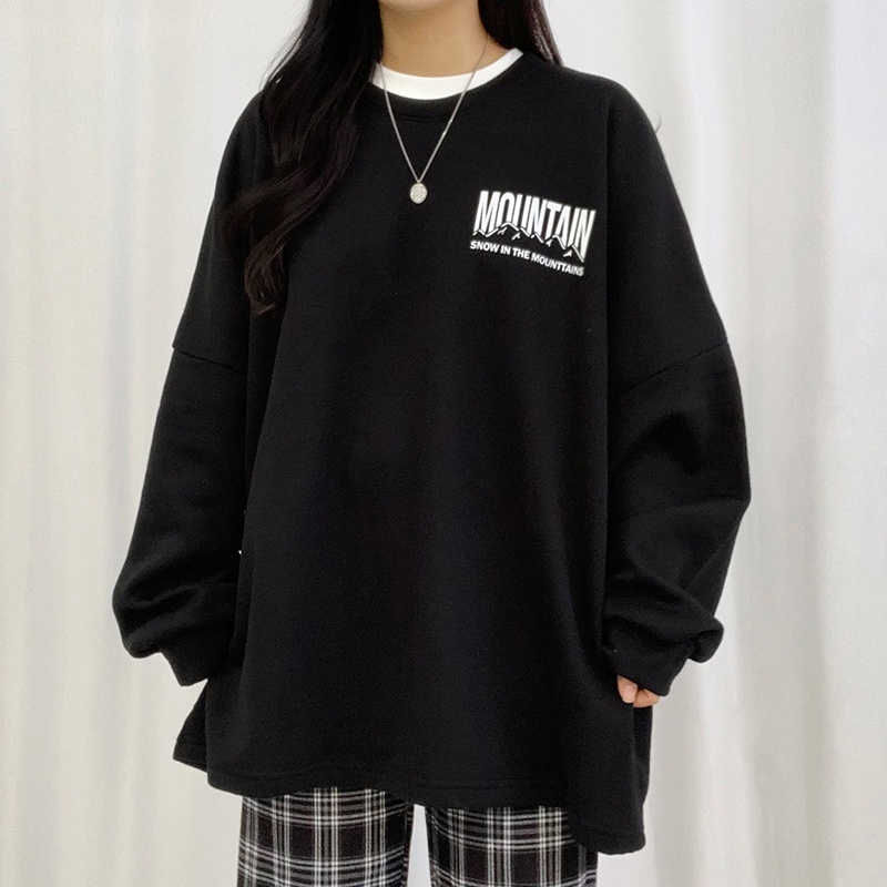 Sweater Oversize Mountain Snow - Sweatshirt Unisex Terbaru - Bahan Fleece - Size - L - XL - XXL