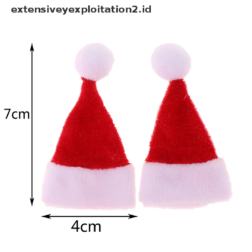 2pcs Miniatur Topi Santa Claus Warna Merah Untuk Dekorasi Rumah Boneka