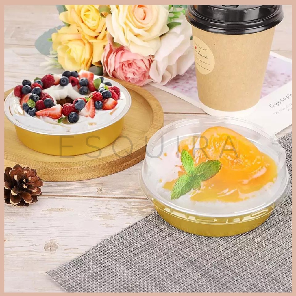 Aluminium Foil Cup Tray Gold 25ml with PET Lid 10 Pcs / YY052-25G