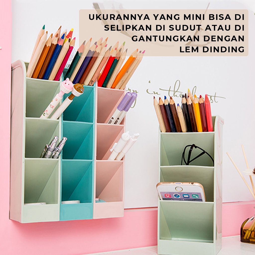 Rak Pensil Mini 4 Sekat Wadah Tempat Alat Tulis Storage Box Pulpen Spidol Kotak Penyimpanan Pencil Pena Gunting Lain Nya Rapi Anti Slip | GROSIRXPRESS