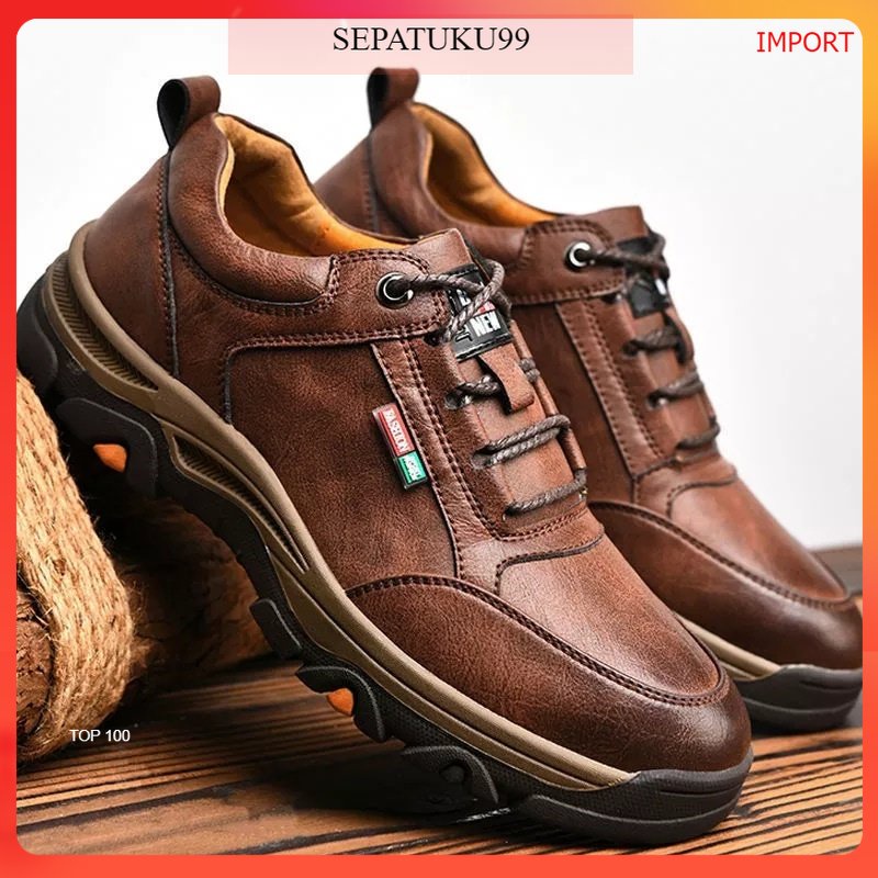 SEPATUKU DRIIM Sepatu Boots Kulit pria Leather sneakers Fashion Sport Outdoor Kuliah Kerja Original 