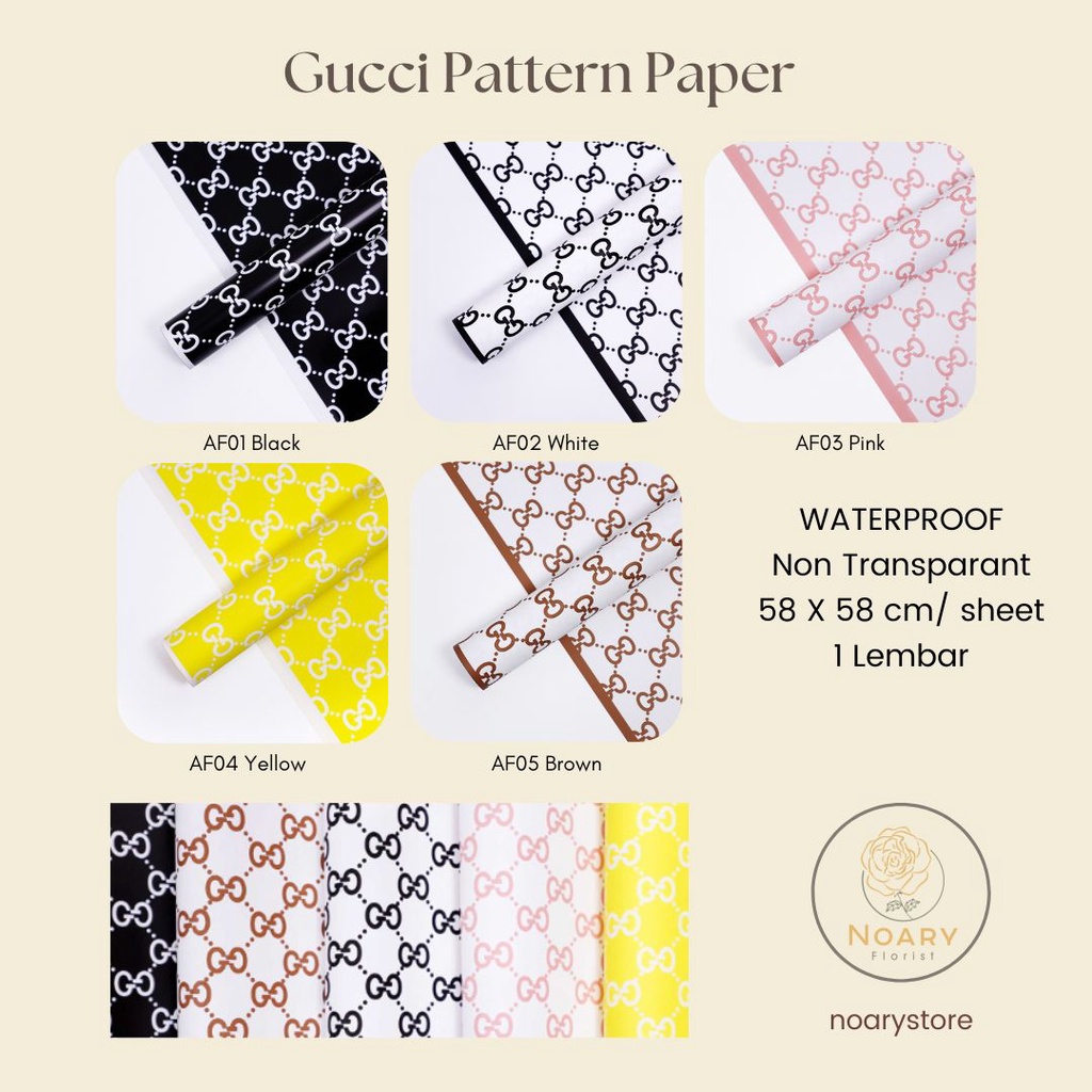 Gucci Pattern Paper Kertas Bunga Wrapping Cellophane Paperwrap Buket Bunga Bungkusan Bunga / Flower Wrapping / Cellophane / Wrap / Kertas Bunga / Kertas Kado / Flower Paper / Kertas Grosir / Kertas Import / Kertas Cellophane / Florist / Buket Bunga / Flor