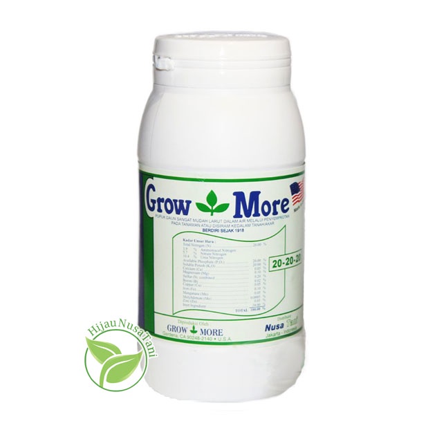 Pupuk GROWMORE 20-20-20 454 gram - nutrisi seimbang pemacu pertumbuhan daun kemasan botol packing pa