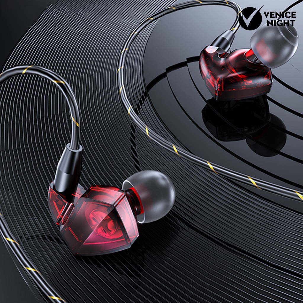 (VNEP) (Berkabel) In-ear Subwoofer Noise Reduction Sports Headset dengan Mic Hifi Music Earplug