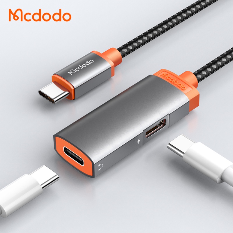 Mcdodo Adapter Konverter Audio 60W 2 in 1 Tipe C Ke Dual Tipe-C Untuk Charger Handphone