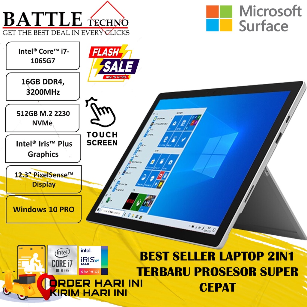MICROSOFT SURFACE PRO 7 INTEL I7 1065G7 16GB 512GB IRIS PLUS PIXEL SENSE TM TOUCH WIN10PRO TERLARIS