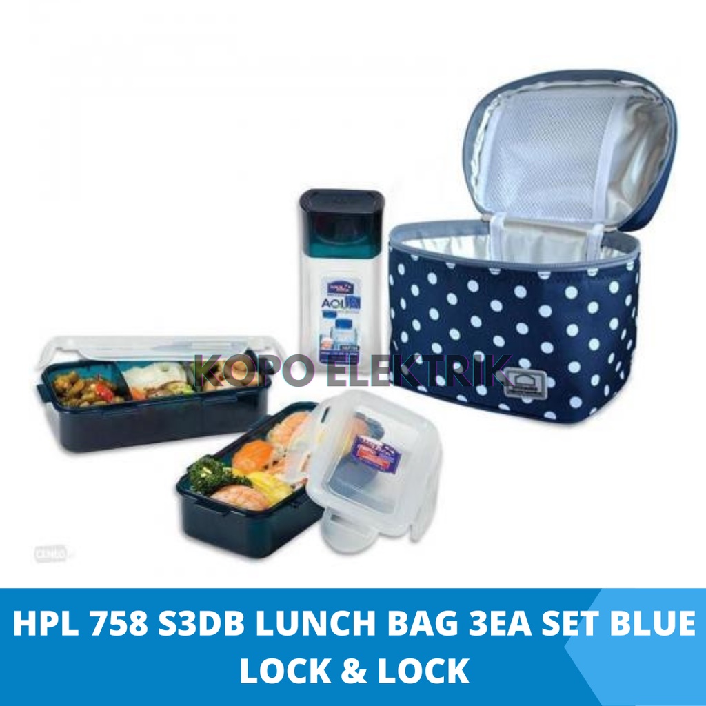 HPL 758 S3DB LUNCH BAG 3EA SET BLUE LOCK &amp; LOCK