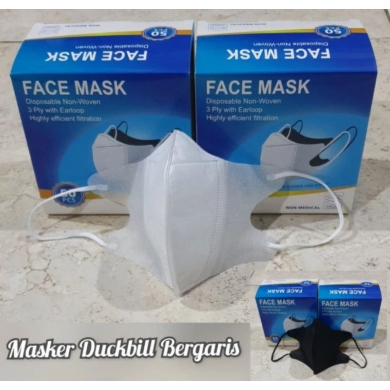 Masker Duckbill Earloop Face Mask 3 ply isi 50 pcs