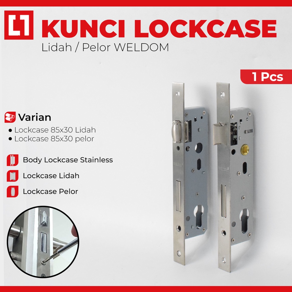 Mortise Body Lockcase Kunci Pintu 8530 Lidah/Pelor Roller - Weldom