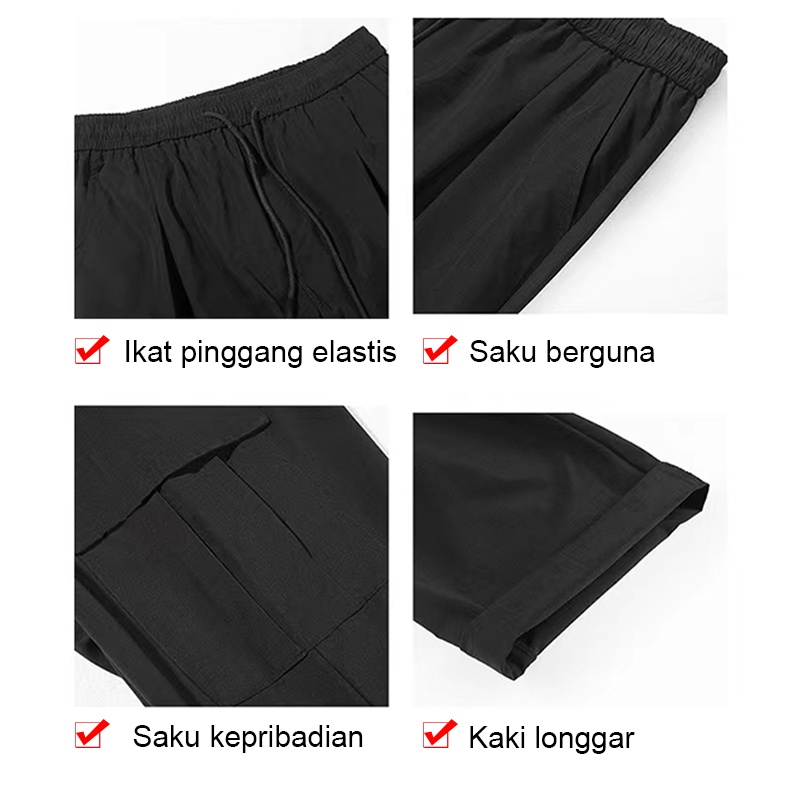 celana kargo panjang celana kargo Kain Kepar standar pria celana cargo longgar korean style celana panjang pria standar celana cargo hitam