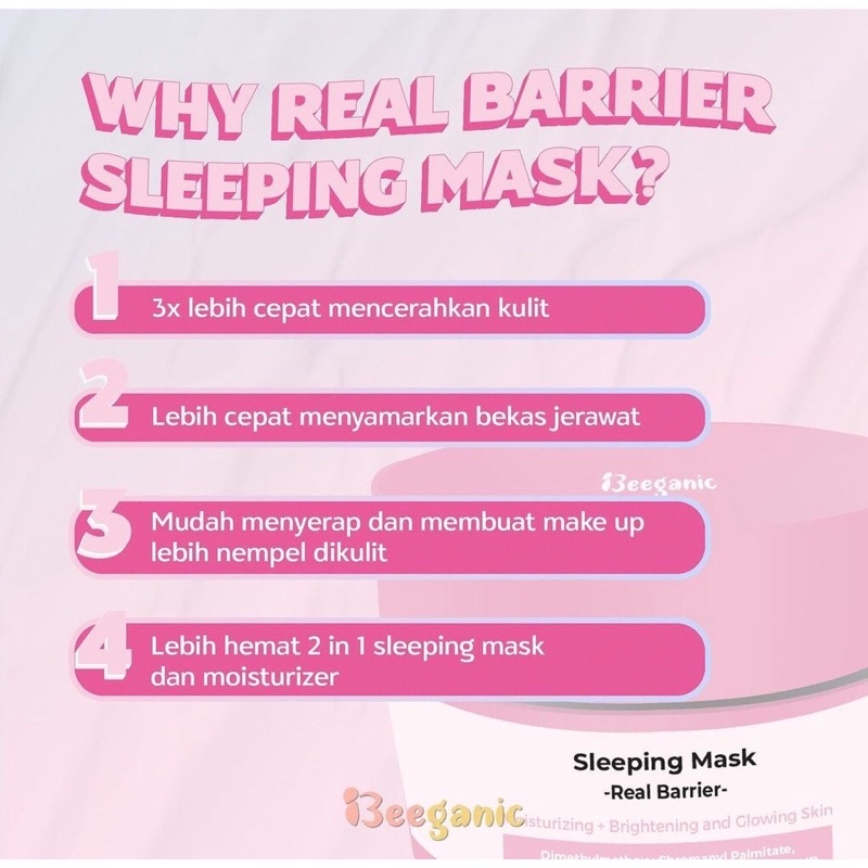 BEEGANIC SLEEPING MASK BEEGANIC SLEEPMASK REAL SKIN BARRIER REAL BARRIER SLEEPING MASK BEEGANIC