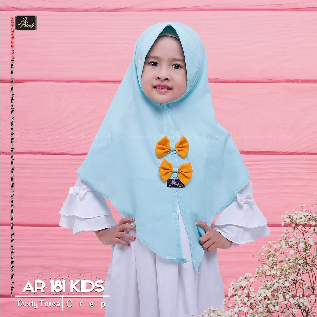 Arrafi Hijab Kode Ar 181 Kids | Kerudung Jilbab Polos Anak Original Arrafi Variasi Pita