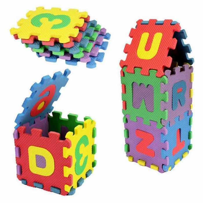 Mainan Edukasi Anak Balita EVA Puzzle Mat Foam Angka Huruf 36 Pcs/Set