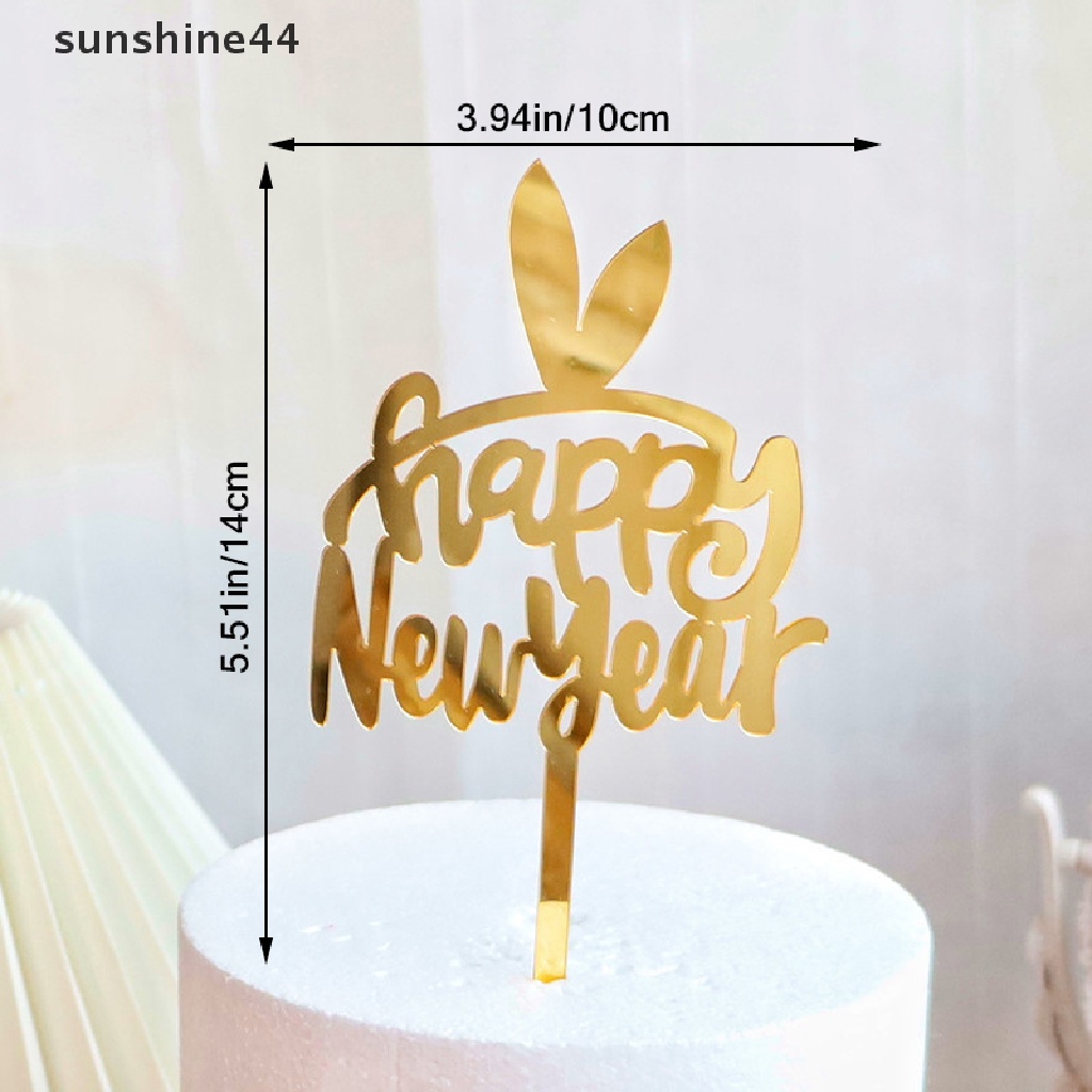 Sunshine Topper Kue Desain Happy New Year Bahan Akrilik Untuk Dekorasi Pesta Tahun Baru 2023