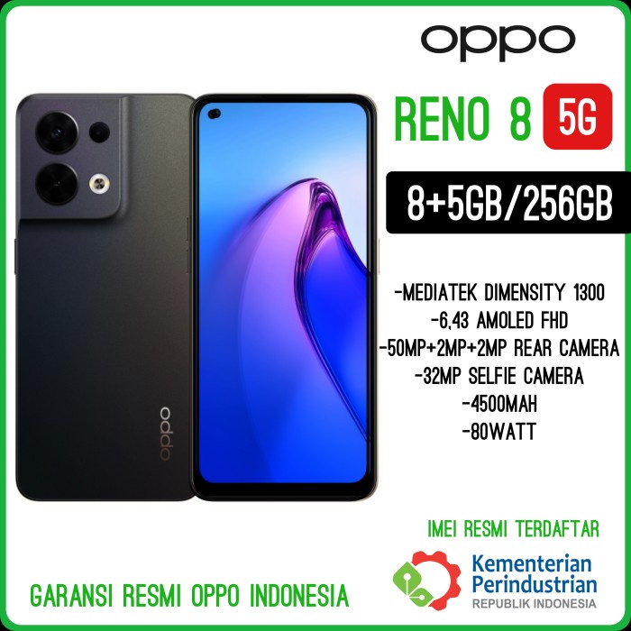 T0P OPPO RENO 8 5G 8+5GB/256GB NEW GARANSI RESMI NICE