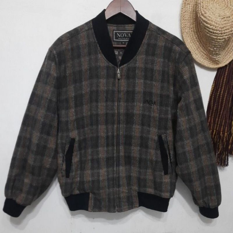 Jaket bomber tartan premium by nova bahan woll