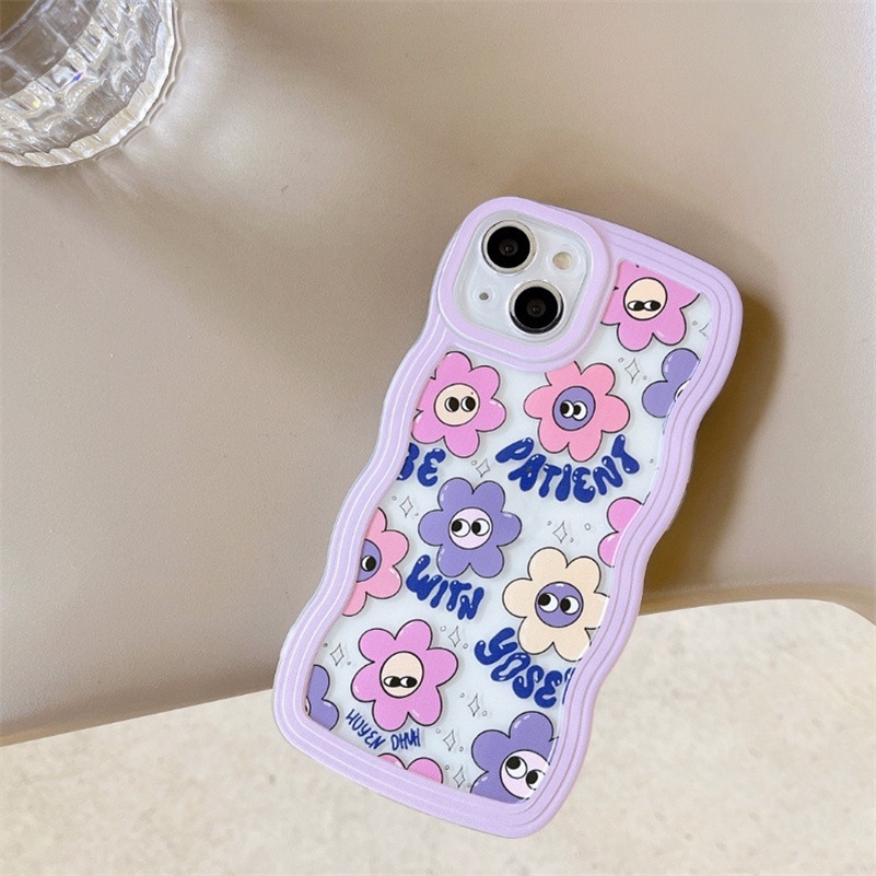 Soft Case Pelindung Motif Bunga Smiley Tahan Banting Untuk OPPO A17 A17K A57 A77 A77s A16 A16k A15 A15s A3s A5s A76 A96 A74 A54 A93 A94 A95 A92 A52 A53 A33 A32 A31 A5 A9 2020 F11 F9 Pro Reno 7 6 5 Pro Reno 8Z 7Z 6Z Flower Wavy Edge Shockproof Phone Case
