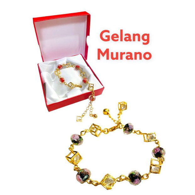 gelang tangan kristal murano//gelang//perhiasan //gelang lapis emas