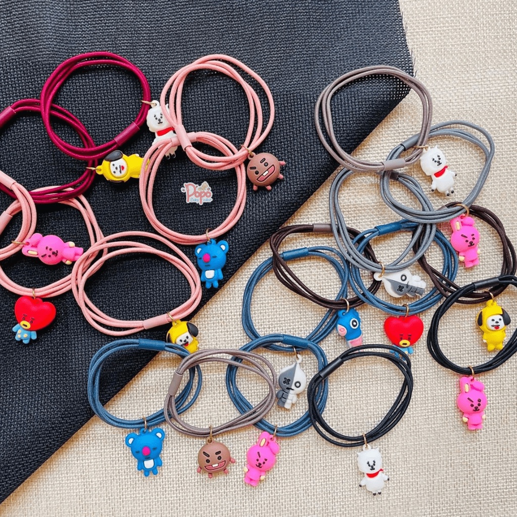 KARET RAMBUT / IKAT RAMBUT ANAK PEREMPUAN/DEWASA APLIKASI BTS (2pcs)