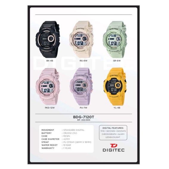 DG 7120T JAM TANGAN DIGITAL TERLARIS BISA OUTDOOR TERLARIS ANTI AIR DIGITEC 7120