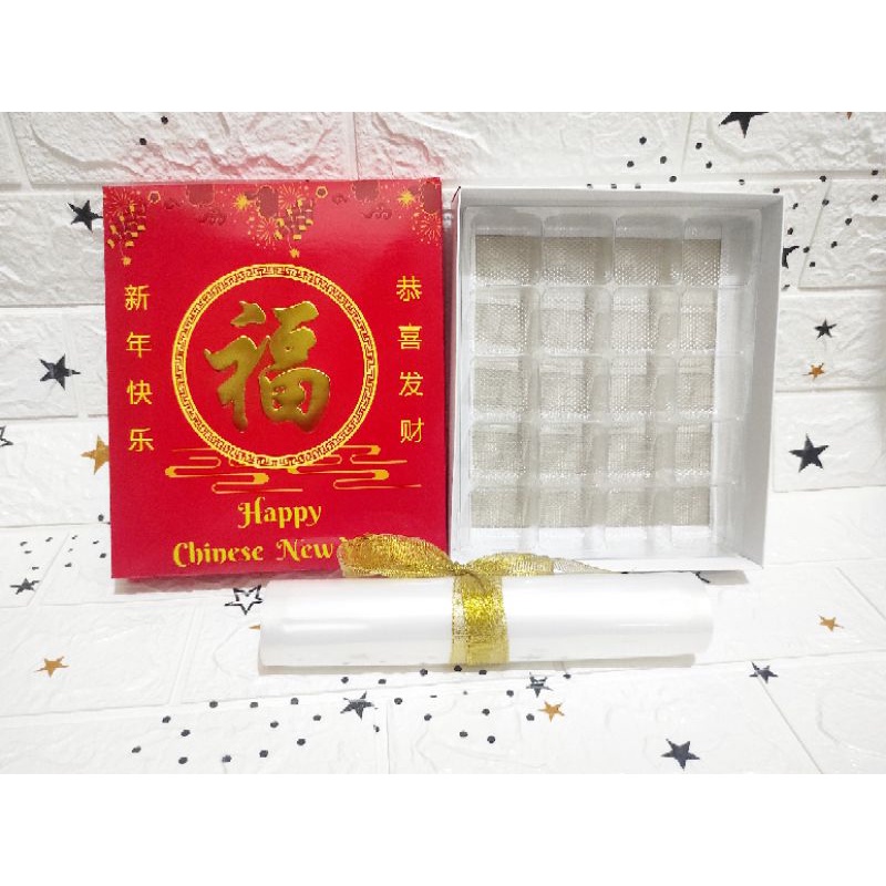 

5pcs Box Nastar/Mochi/Lapgit Uk19x22x4cm Sekat 20/30 + Plastik Vacum Tema Imlek CNY