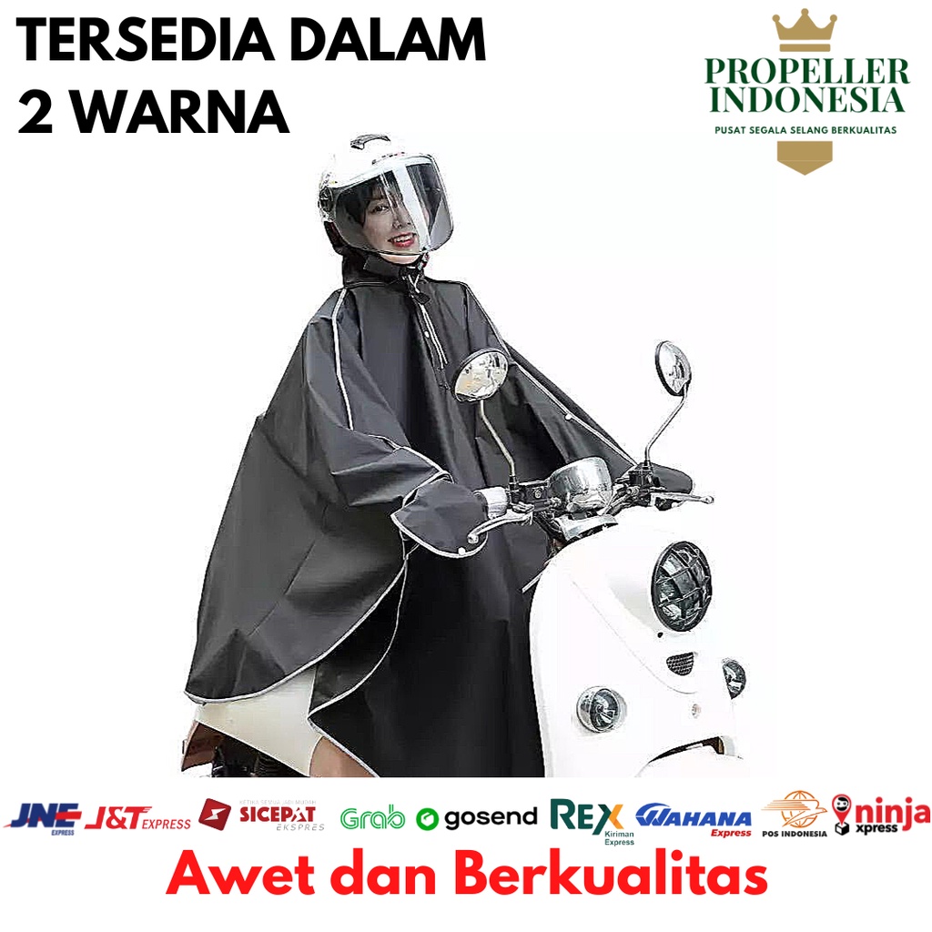 Jas Hujan Ponco Wanita Pullover Tebal Mantel Ujan Anti Air Dewasa Hitam Putih Rain Coat Pocho Import Murah