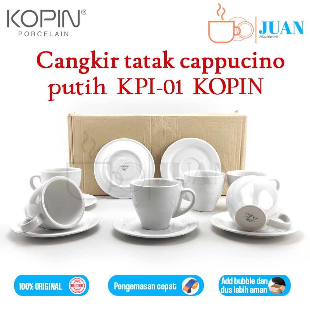 Cangkir tatak set cappucino 6 pasang cangkir two tone putih / cappucino cup / coffee set KPI-01 KOPI