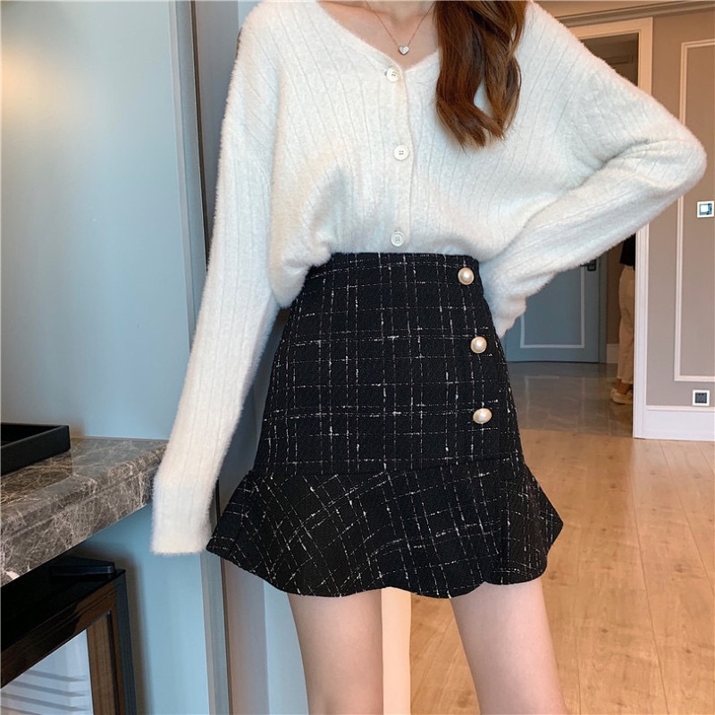 TWEED SKIRT IMPORT ROK WANITA MINI MX617