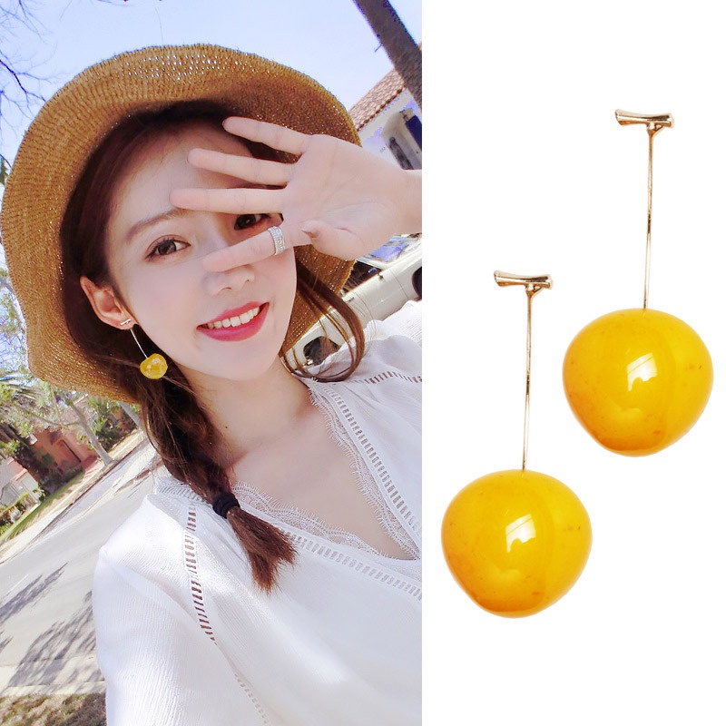 Anting Bentuk Buah Cherry Gaya Korea