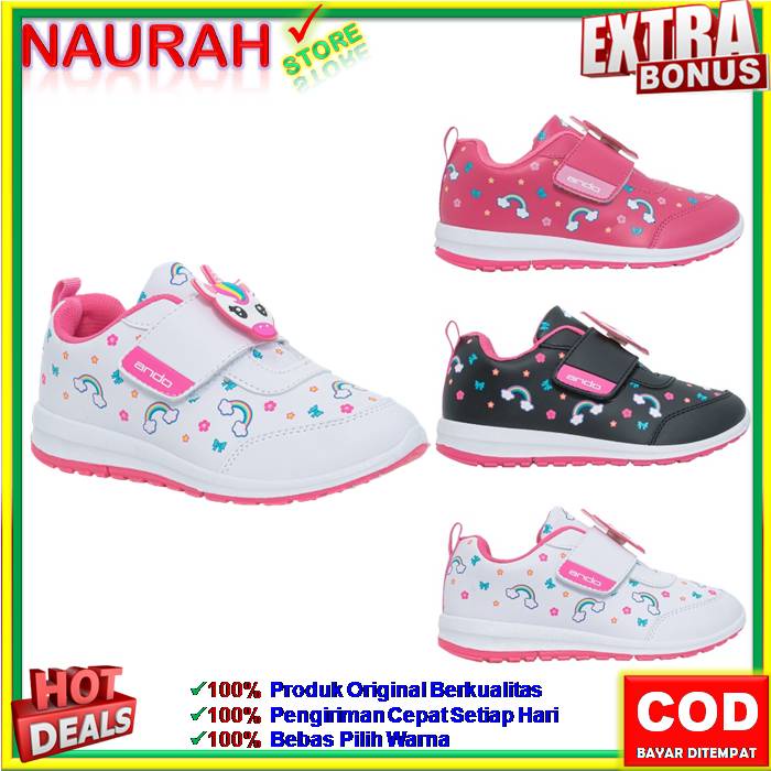 ANDO MINICORN 100% ORIGINAL SNEAKERS ANAK KARAKTER KUDA UNICORN MODEL PEREKAT VELCRO TERBARU 2020