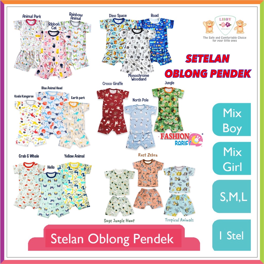 LIBBY PRINT MOTIF SETELAN PENDEK OBLONG | MIX BOY GIRL HAPPY FOREST CARNIVAL ISLAND | LIBBY BABY S M L ❤ Fashionbabies ❤