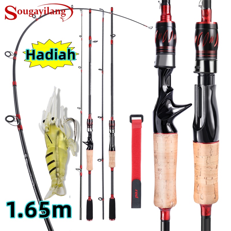 Sougayilang Joran Pancing 1.65M 2 Bagian Joran Pancing Lempar Putar Bahan Serat Karbon Pegangan Gabu