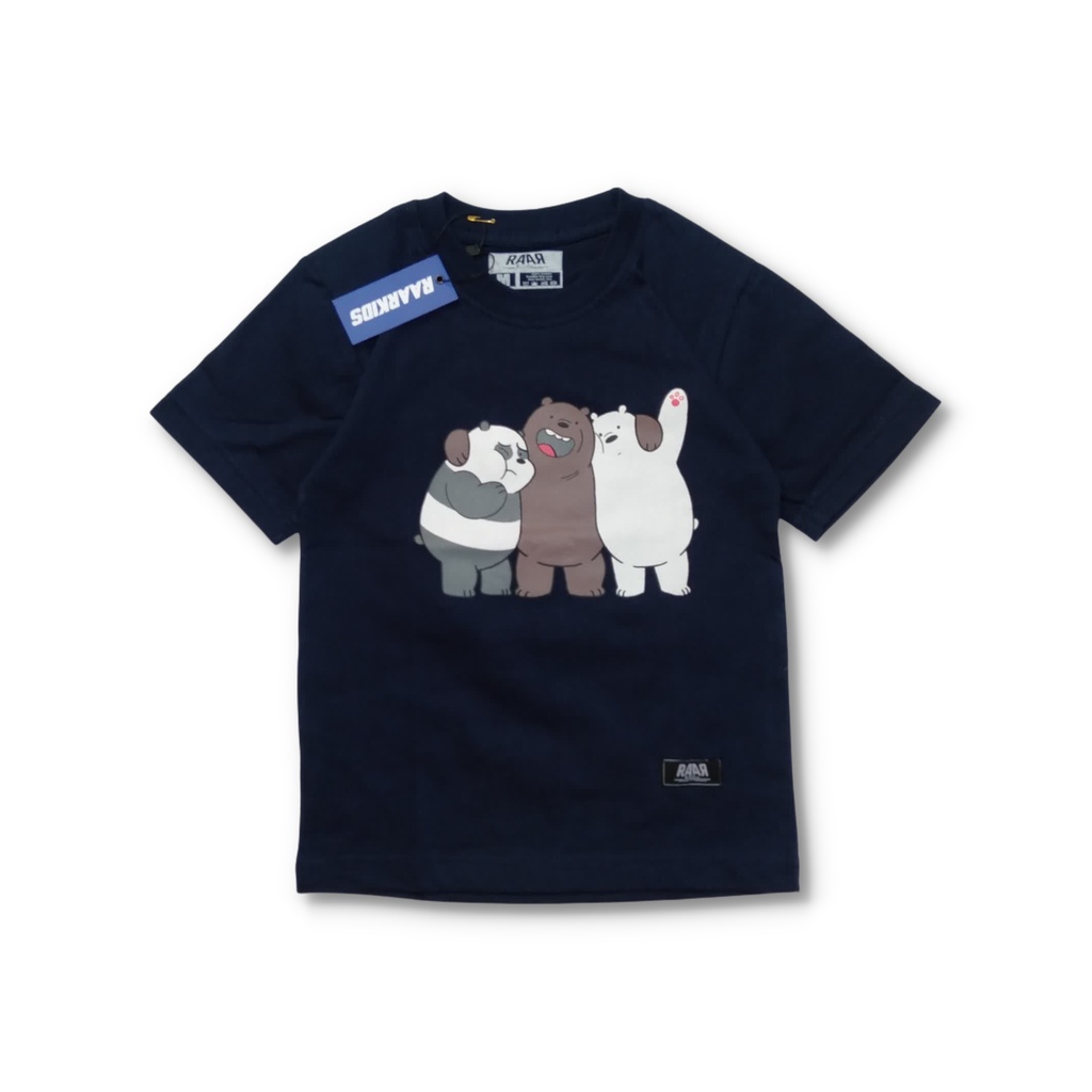 Raarkids - Baju Kaos Anak Laki Laki | Atasan Anak Perempuan Motif Bare Bears Umur 2 11 Tahun Warna Navy