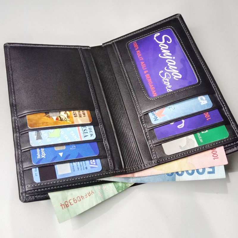 Dompet Kulit Pria 3/4 Original Kulit Asli Tanpa Slot Tengah