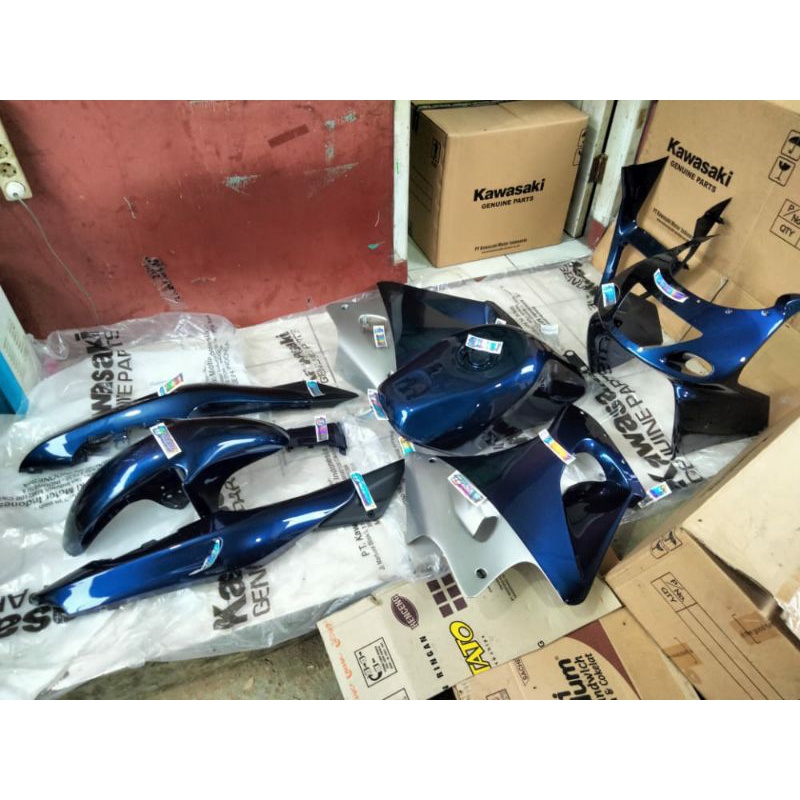 BODY FULL SET FAIRING BARONG TANGKI NINJA RR OLD ZX CBU BIRU NAVY ORIGINAL BARU KAWASAKI