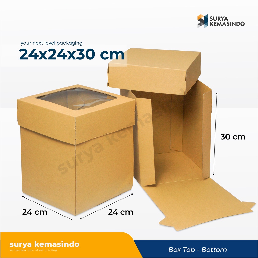 

Box 24x24x30 cm (Cinnamon 2 Top/Bot) Window Tart/Puding/Kardus/Karton/Paking/kardusbox/Hampers/Boneka