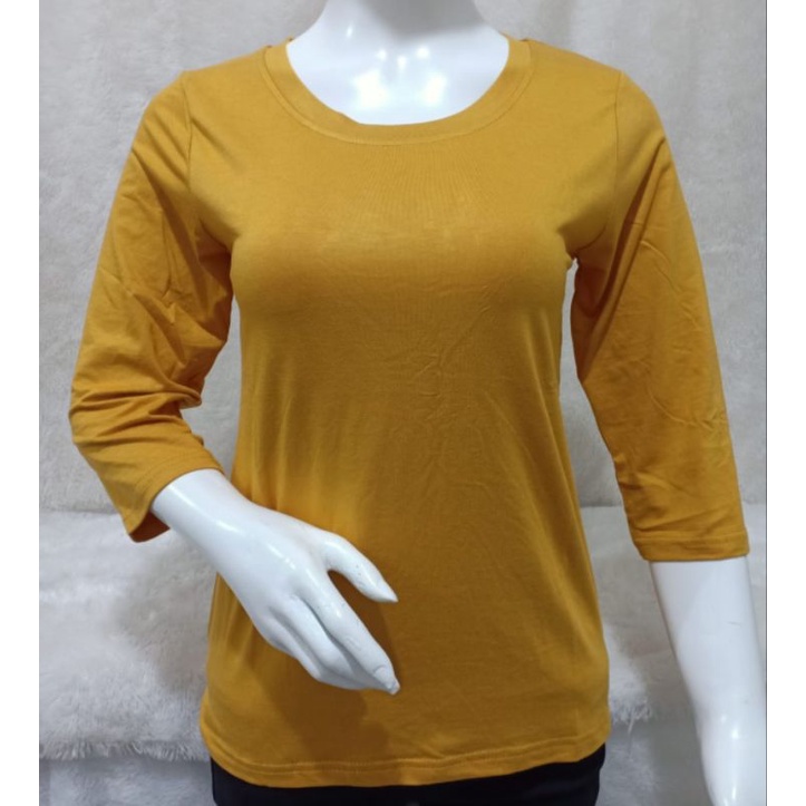 KAOS WANITA ATASAN WANITA O NECK LENGAN 3/4 LENGAN 7/8 KAOS POLOS WANITA