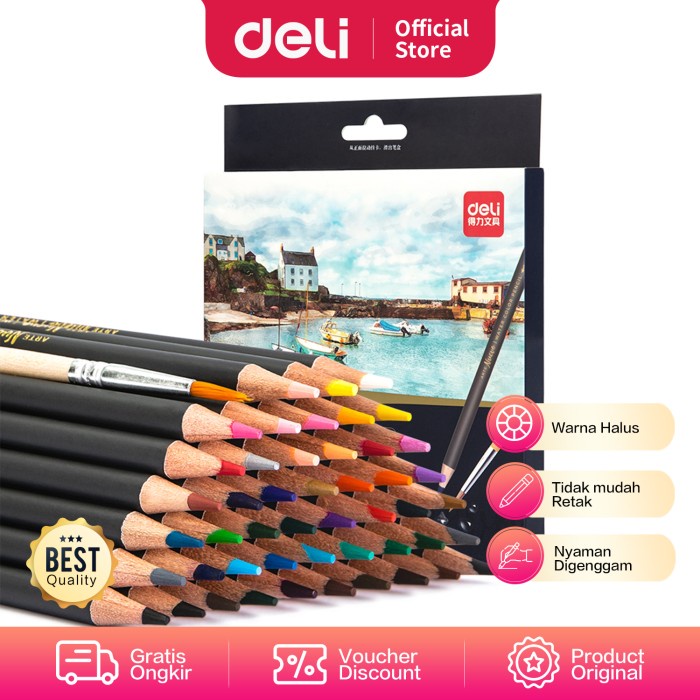 

Deli pensil warna 48C waterproof dengan kuas non -toxic 6520