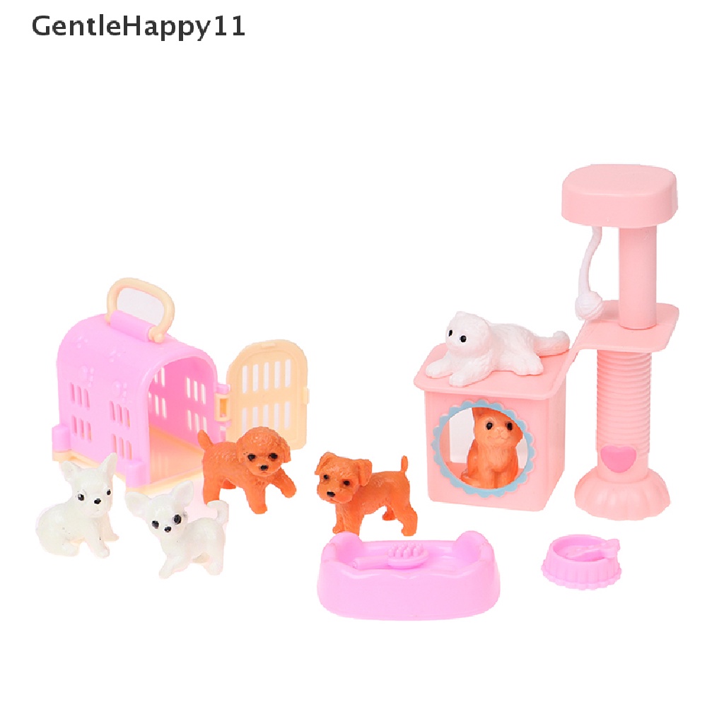Gentlehappy Rumah Boneka Hewan Peliharaan Kucing Anjing Rumah Kucing Aksesoris Hewan Peliharaan Model Simulasi Hewan id