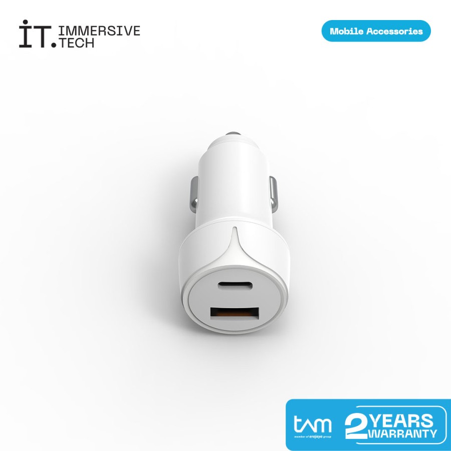 IT Dual Port Car Charger PD 20W Black &amp; White