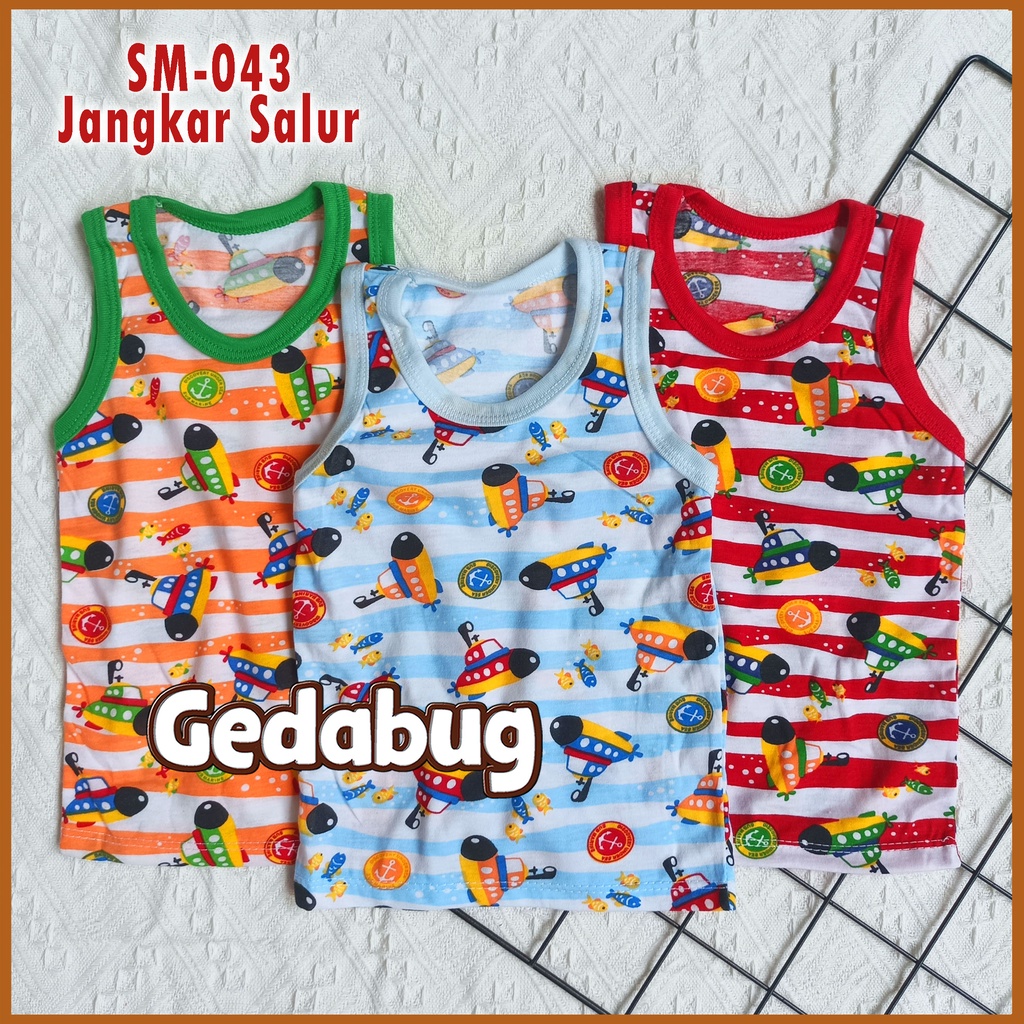 3 Pcs - Singlet Agree Kids SM - 043 Jangkar SALUR | Singlet anak motif Lucu dan Berkualitas | Gedabug