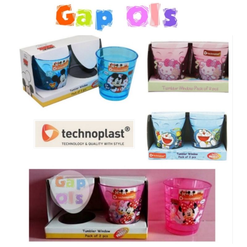 TECHNOPLAST Mickey Mouse Gelas plastik Bening Gelas Kristal Mickey Mouse