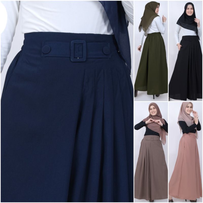 Kulot panjang bahan wolfis variasi belt /kulot kerja kuliah /celana kulot woolpeach semi rempel/kulot kerja kuliah / kulot harian santai
