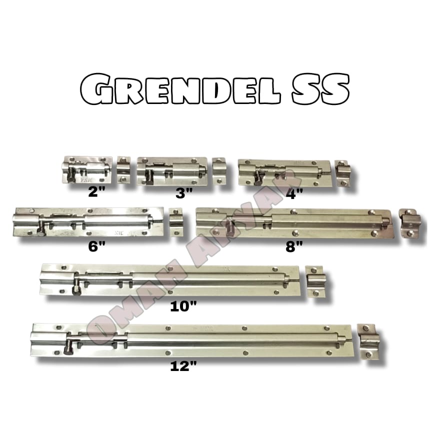 Grendel Pintu Kamar Mandi Lemari SS Stainless Steel 304 2 inch 3 4 6 8 10&quot; Slot Bolt Anti Karat