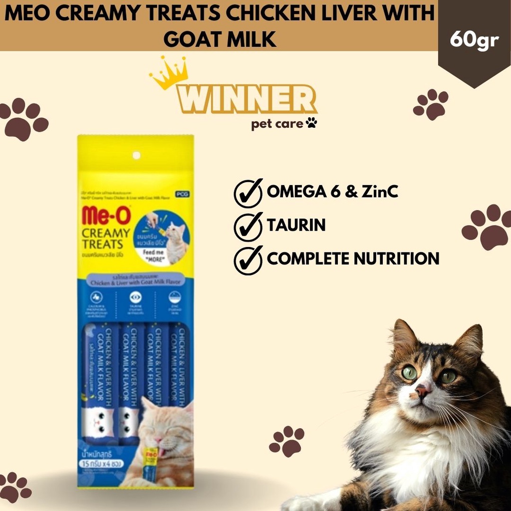 Meo Creamy Treats Cat Snack Chicken Liver with Goat Milk 60gr