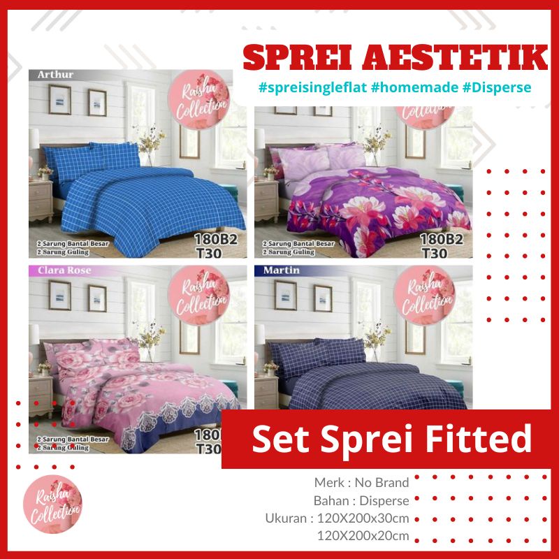 Sprei Homemade/Cleopatra Ukuran 120X200/90X200 Aesthetic Minimalis/Sprei Kotak Ala Korea Ukuran Single T20 Free Satu Sarung Bantal Satu Sarung Guling